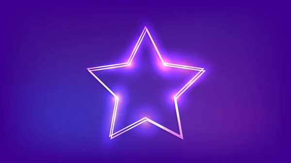 Neon Διπλό Πλαίσιο Αστέρων Λαμπερά Εφέ Σκούρο Φόντο Κενό Λαμπερό — Διανυσματικό Αρχείο