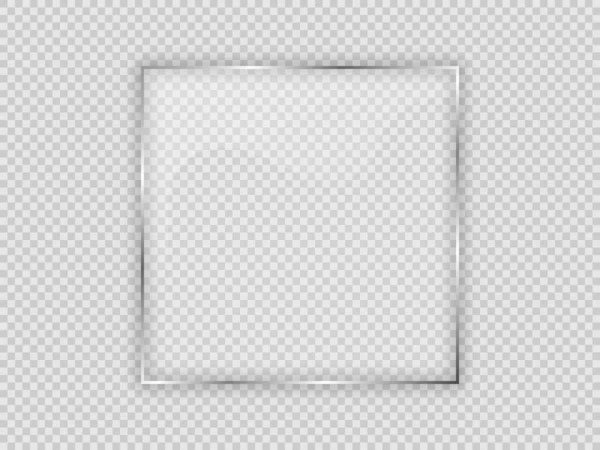 玻璃板 正方形框架 在透明的背景上隔离 矢量说明 — 图库矢量图片