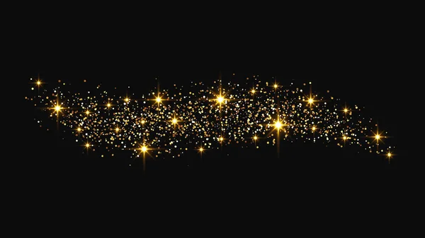Oro Brillante Onda Confeti Polvo Estrellas Brillos Mágicos Dorados Sobre — Vector de stock