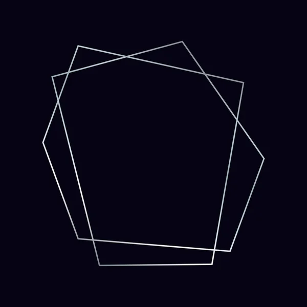 Silberner Geometrischer Polygonaler Rahmen Mit Glänzenden Effekten Isoliert Auf Dunklem — Stockvektor