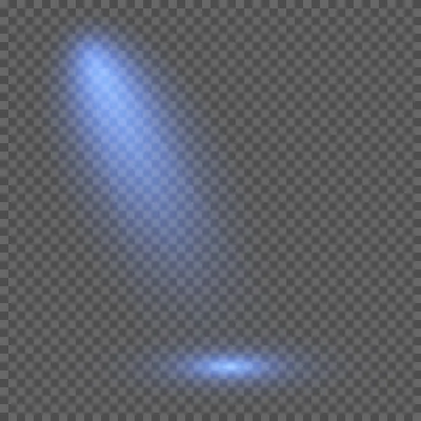 スポットライト付きの冷たい青の照明 暗い透明背景にシーン照明効果 ベクターイラスト — ストックベクタ