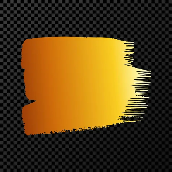 Goldener Grunge Pinselstrich Farbschmierereien Tintenfleck Isoliert Auf Transparentem Hintergrund Vektorillustration — Stockvektor