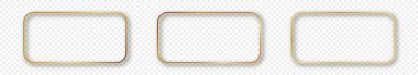 Şeffaf arkaplanda izole edilmiş üç adet parlak yuvarlak dikdörtgen çerçeve. Parlak efektli parlak bir çerçeve. Vektör illüstrasyonu.