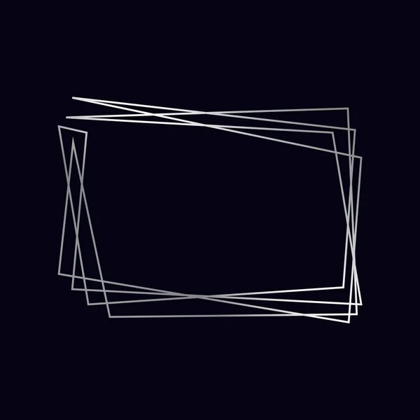 Срібна Геометрична Багатокутна Рамка Блискучими Ефектами Ізольована Темному Тлі Порожній — стоковий вектор