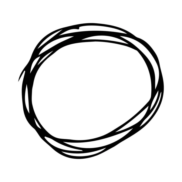 手绘笔迹圆圈 白色背景上的黑色涂鸦圆形设计元素 矢量说明 — 图库矢量图片