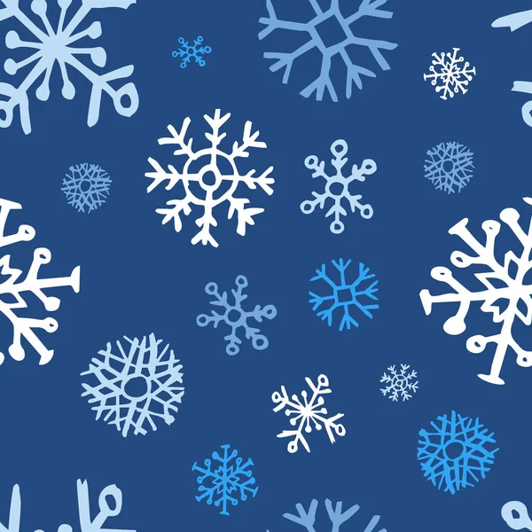 Απρόσκοπτη Φόντο Ζωγραφισμένα Στο Χέρι Νιφάδες Χιονιού Χριστουγεννιάτικα Και Πρωτοχρονιάτικα — Διανυσματικό Αρχείο