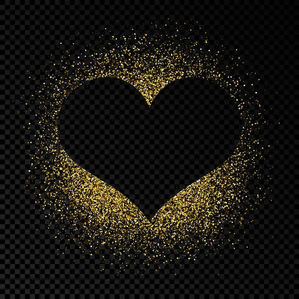 Καρδιά Σχήμα Πλαίσιο Χρυσό Glitter Σκούρο Διαφανές Φόντο Ευχετήρια Κάρτα — Διανυσματικό Αρχείο