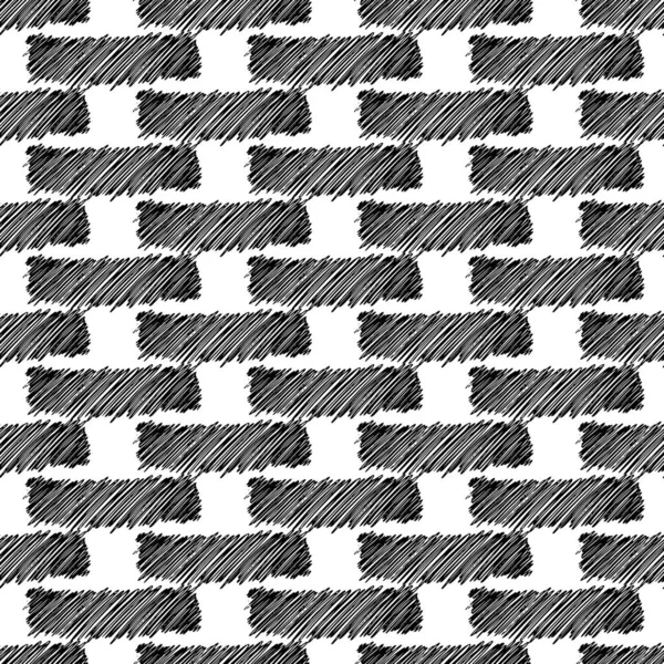 Seamless Pattern Black Pencil Brushstrokes Abstract Shapes White Background Vector — Stock Vector