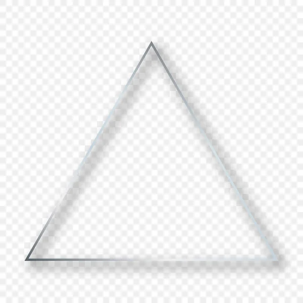 Marco Triangular Brillante Plateado Con Sombra Aislada Sobre Fondo Transparente — Vector de stock