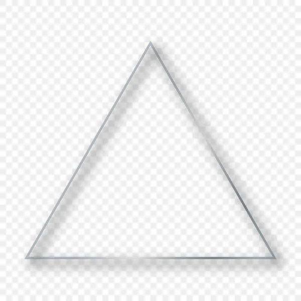 Marco Triangular Brillante Plateado Con Sombra Aislada Sobre Fondo Transparente — Vector de stock