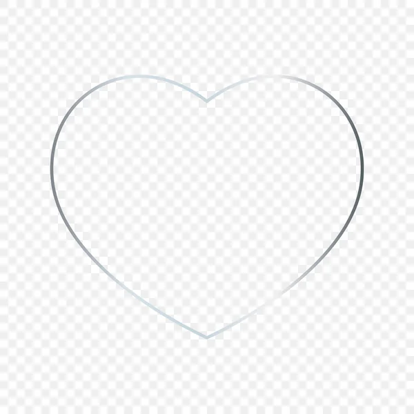 Silver Glowing Heart Shape Frame Isolated Transparent Background Shiny Frame — Stock Vector