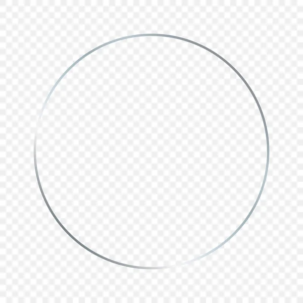 Zilverkleurige Gloeiende Cirkel Frame Geïsoleerd Transparante Achtergrond Glanzend Frame Met — Stockvector