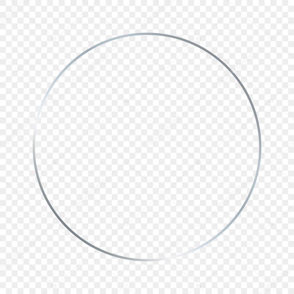 Silver glowing circle frame isolated on transparent background. Shiny frame with glowing effects. Vector illustration.