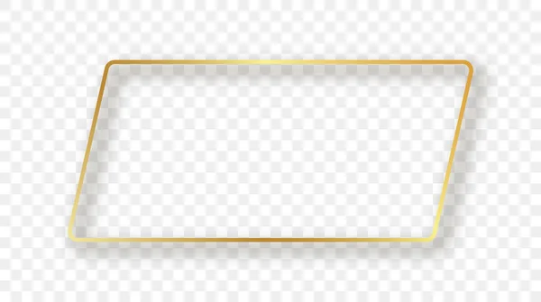 Золота Сяюча Округла Рамка Прямокутної Форми Тіні Ізольована Прозорому Фоні — стоковий вектор