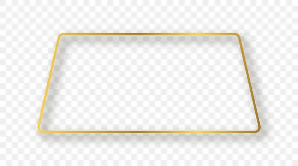 Χρυσό Λαμπερό Στρογγυλεμένο Τραπεζοειδές Σχήμα Πλαίσιο Σκιά Που Απομονώνεται Διαφανές — Διανυσματικό Αρχείο