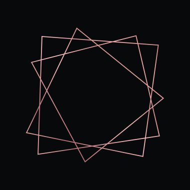 Parlak efektleri koyu arkaplanda izole edilmiş gül sarısı geometrik poligonal çerçeve. Parlak sanat deco arkaplanı boş. Vektör illüstrasyonu.