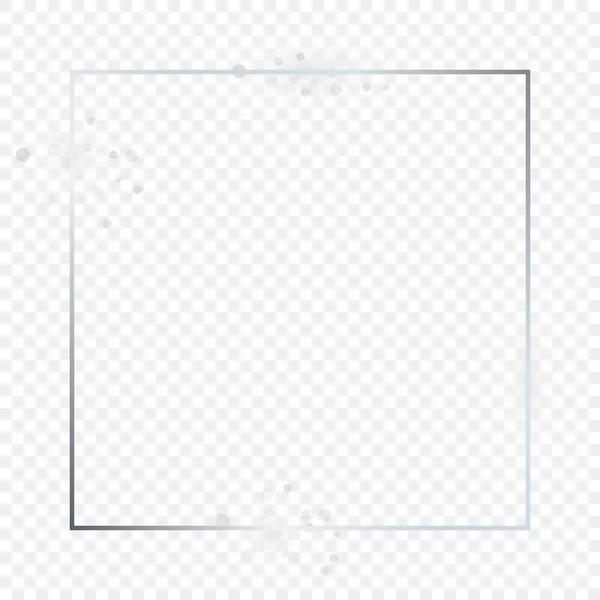 透明な背景に隔離された輝きとシルバー輝く正方形のフレーム 輝く効果を持つ光沢のあるフレーム ベクターイラスト — ストックベクタ