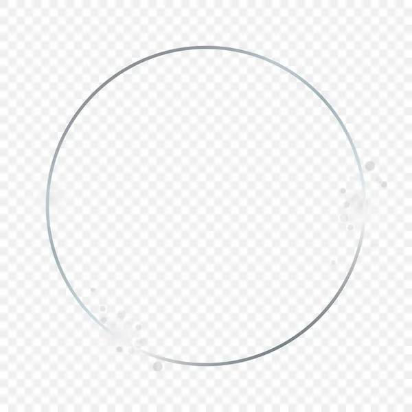 Silver Glowing Circle Frame Sparkles Isolated Transparent Background Shiny Frame — Stock Vector