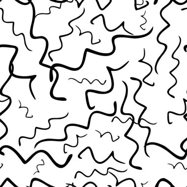 Beyaz arka planda siyah el çizgileri olan kusursuz desenler. Soyut grunge dokusu. Vektör illüstrasyonu