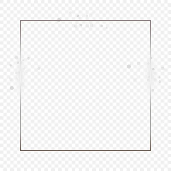 Marco Cuadrado Brillante Plateado Con Destellos Aislados Sobre Fondo Transparente — Archivo Imágenes Vectoriales