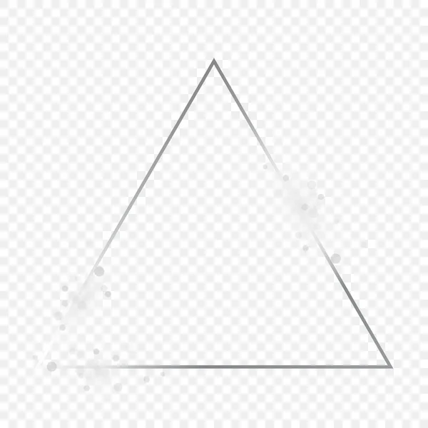 Ασημί Λαμπερό Τρίγωνο Πλαίσιο Αστράφτει Απομονώνονται Διαφανές Φόντο Γυαλιστερό Πλαίσιο — Διανυσματικό Αρχείο