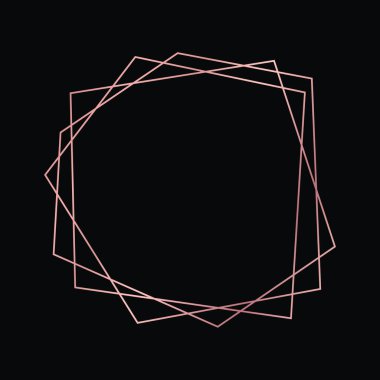 Parlak efektleri koyu arkaplanda izole edilmiş gül sarısı geometrik poligonal çerçeve. Parlak sanat deco arkaplanı boş. Vektör illüstrasyonu.