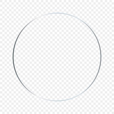 Şeffaf arkaplanda gümüş parlayan daire çerçevesi izole. Parlak efektli parlak bir çerçeve. Vektör illüstrasyonu.
