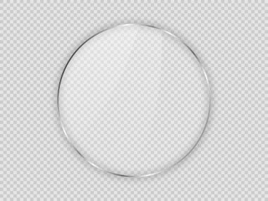 Çember çerçevedeki cam plaka şeffaf arkaplanda izole edildi. Vektör illüstrasyonu.