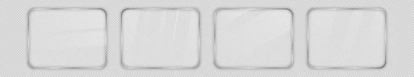 Set Cuatro Placas Vidrio Marco Rectangular Redondeado Aislado Sobre Fondo — Vector de stock