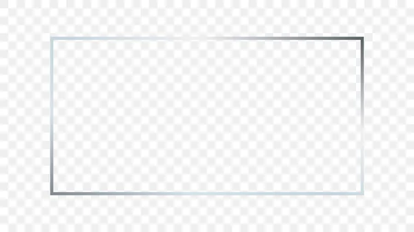 Серебряная Светящаяся Прямоугольная Рамка Изолированная Прозрачном Фоне Блестящая Рамка Светящимися — стоковый вектор