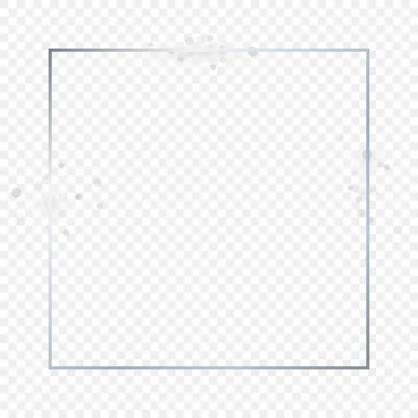 Marco Cuadrado Brillante Plateado Con Destellos Aislados Sobre Fondo Transparente — Archivo Imágenes Vectoriales