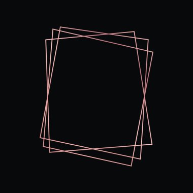 Parlak efektleri koyu arkaplanda izole edilmiş gül sarısı geometrik poligonal çerçeve. Parlak sanat deco arkaplanı boş. Vektör illüstrasyonu.