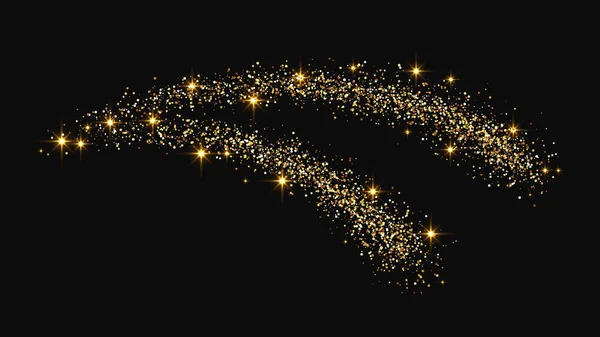 Oro Brillante Onda Confeti Polvo Estrellas Brillos Mágicos Dorados Sobre — Vector de stock