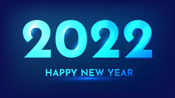 2022年新年背景 抽象的霓虹灯背景 圣诞假期贺卡 传单或海报灯 矢量说明 — 图库矢量图片