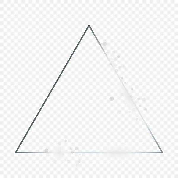 Stříbrný Zářící Trojúhelníkový Rám Jiskry Izolovanými Průhledném Pozadí Lesklý Rám — Stockový vektor