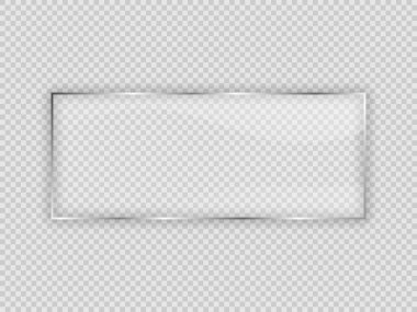 Dikdörtgen çerçevedeki cam plaka şeffaf arkaplanda izole edildi. Vektör illüstrasyonu.