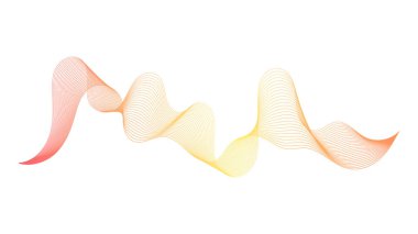 Beyaz zemin üzerinde turuncu dalga gradyan çizgileri olan soyut arkaplan. Modern teknoloji arka planı, dalga tasarımı. Vektör illüstrasyonu