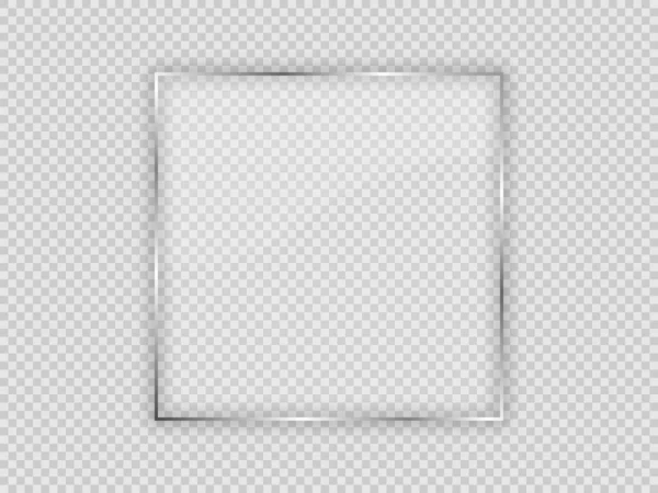 Γυάλινη Πλάκα Τετράγωνο Πλαίσιο Που Απομονώνεται Διαφανές Φόντο Εικονογράφηση Διανύσματος — Διανυσματικό Αρχείο