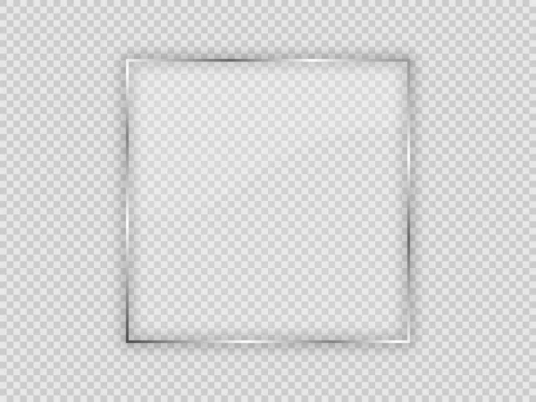 Glasplatte Quadratischem Rahmen Isoliert Auf Transparentem Hintergrund Vektorillustration — Stockvektor