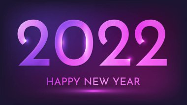2022 Mutlu Yıllar Neon geçmişi. Noel tebrik kartı, el ilanı ya da posterleri için ışıkları olan soyut neon fon. Vektör illüstrasyonu