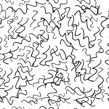 Beyaz arka planda siyah el çizgileri olan kusursuz desenler. Soyut grunge dokusu. Vektör illüstrasyonu