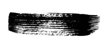 Siyah grunge fırça darbesi. Boyalı mürekkep şeridi. Mürekkep lekesi beyaz arkaplanda izole edilmiş. Vektör illüstrasyonu