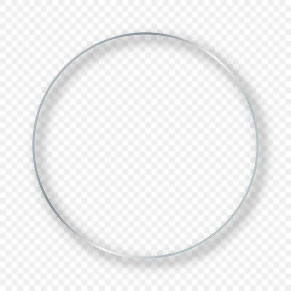 Silver Glödande Cirkel Ram Med Skugga Isolerad Transparent Bakgrund Glänsande — Stock vektor