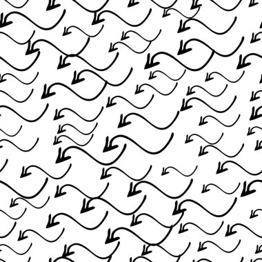 Kusursuz desenli, siyah elli, beyaz arka planda çizilmiş oklar. Soyut grunge dokusu. Vektör illüstrasyonu