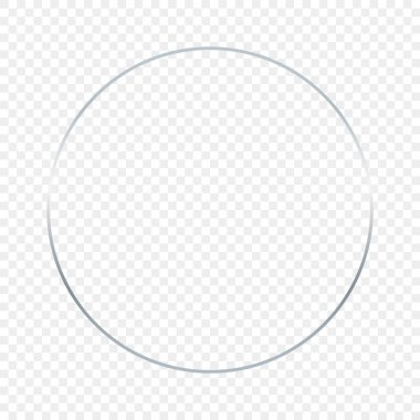 Şeffaf arkaplanda gümüş parlayan daire çerçevesi izole. Parlak efektli parlak bir çerçeve. Vektör illüstrasyonu.