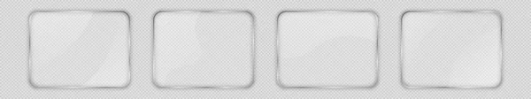 Set Cuatro Placas Vidrio Marco Rectangular Redondeado Aislado Sobre Fondo — Vector de stock