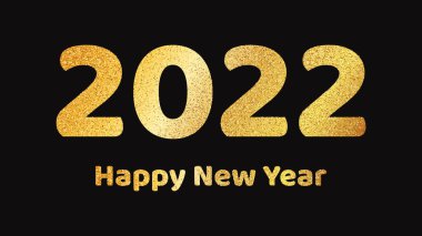 2022 Mutlu Yıllar Altın Özgeçmişi. Noel bayramı tebrik kartı, el ilanı ya da posterleri için karanlığa altın parıltılı bir yazı iliştirilmiş soyut zemin. Vektör illüstrasyonu
