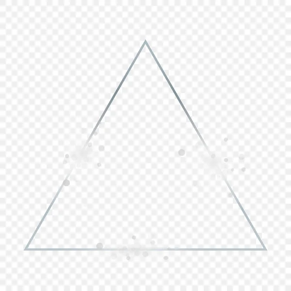 Срібна Сяюча Рамка Трикутника Блискітками Ізольована Прозорому Фоні Блискуча Рамка — стоковий вектор