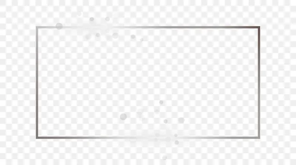 Серебряный Светящийся Прямоугольный Каркас Блестками Изолированными Прозрачном Фоне Блестящая Рамка — стоковый вектор