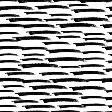 Beyaz arka planda soyut şekillerde siyah işaretli fırça darbeleriyle kusursuz desen. Vektör illüstrasyonu